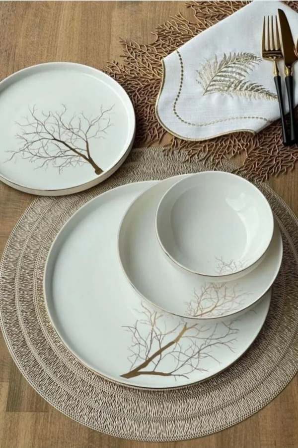 Pink More Modern Tree 24 Parça 6 Kişilik Yemek Takımı