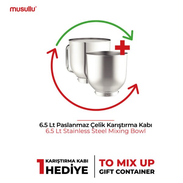 Musullu Multichef Max Ekstralı 2000 Watt Mutfak Şefi/ Stand Mikser Hamur Yoğurma Makinesi 6,5 lt - Görsel 6
