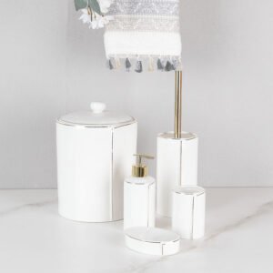 Arow 5 Parça Lombard Porselen Banyo Seti