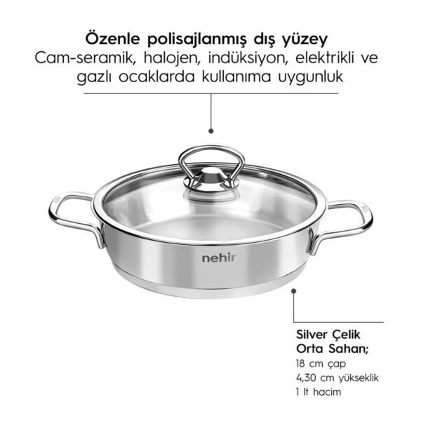 Nehir Silver 6 Parça Paslanmaz Çelik Sahan Seti (16-18-20 cm) - Görsel 3