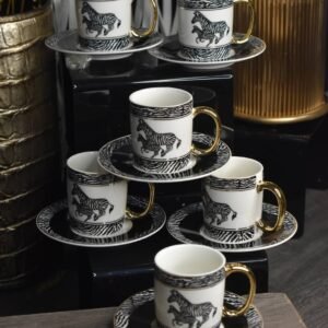 Arow Medusa Zebra 6'lı Porselen Kahve Fincan Takımı