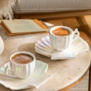 Perotti Pearl İstiridye 6 Kişilik 12 Parça 90 ml Porselen Kahve Fincanı Takımı